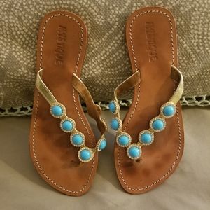 Mystique thongs sandals flats 11 turquoise